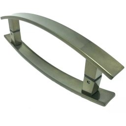 Puxador Curvo Inox Porta Pivotante Madeira e Vidro Ouro Velho:80 Cm - 1