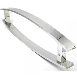 Puxador Curvo Inox Porta Pivotante Madeira e Vidro Polido:80 Cm - 1