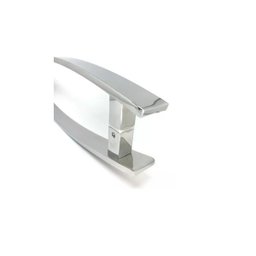 Puxador Curvo Inox Porta Pivotante Madeira e Vidro Polido:80 Cm - 2