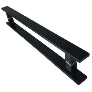 Puxador Inox Porta Pivotante Madeira e Vidro Preto:60cm