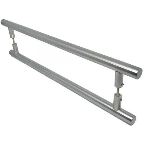 Puxador Tubolar Inox Porta Pivotante Madeira e Vidro Polido:60 Cm