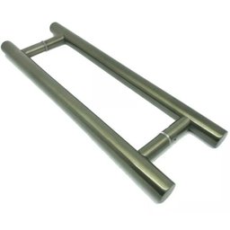 Puxador Tubolar Inox Porta Pivotante Madeira e Vidro Ouro velho Antique:40 cm - 3
