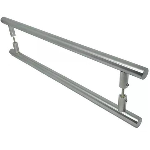 Puxador Tubolar Inox Porta Pivotante Madeira e Vidro Escovado:40 Cm
