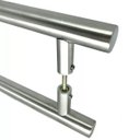 Ver imagem 3 de Puxador Tubolar Inox Porta Pivotante Madeira e Vidro Escovado:40 Cm