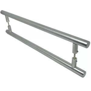 Puxador Tubolar Inox Porta Pivotante Madeira e Vidro Escovado:60 Cm