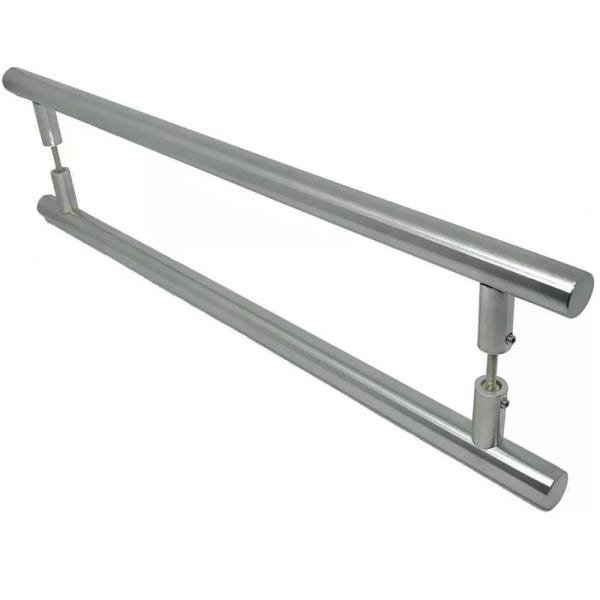 Puxador Tubolar Inox Porta Pivotante Madeira e Vidro Escovado:80 Cm