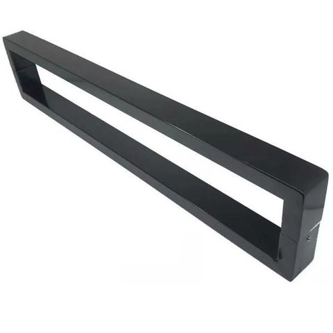 Puxador U Inox Porta Pivotante Madeira e Vidro Preto Fosco:40 Cm