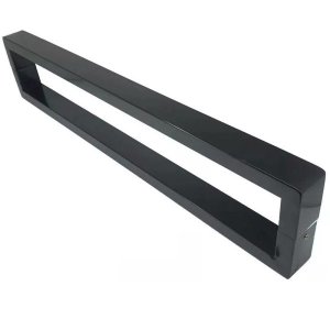 Puxador U Inox Porta Pivotante Madeira e Vidro Preto Fosco:60 Cm