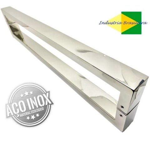 Puxador U Inox Porta Pivotante Madeira e Vidro Polido:60 Cm