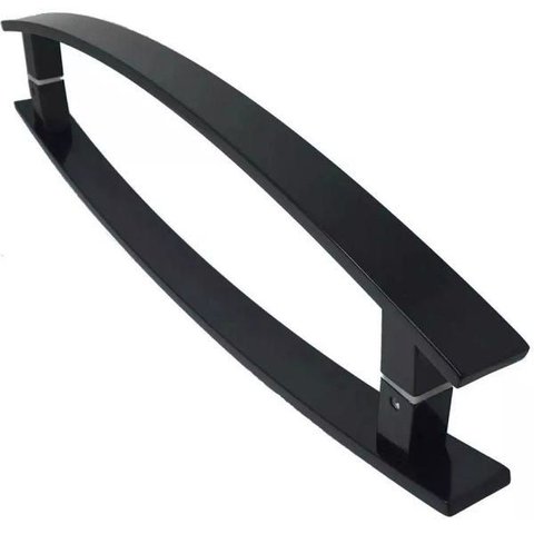 Puxador Curvo Inox Porta Pivotante Madeira e Vidro Preto:60 Cm