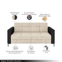 Ver imagem 3 de Sofá Living Decorativo Houston 2 Lugares 180cm Pés em Metal Linho/ Pu Bege/ Preto G33 - Gran Belo
