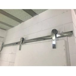 Kit Porta de Correr Roldana Aparente Trilho Inox Polido:2 Mt - 3