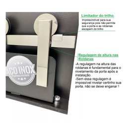 Kit Porta de Correr Roldana Aparente Trilho Inox Polido:2 Mt - 6