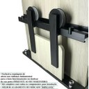 Ver imagem 3 de Kit Porta de Correr Roldana Aparente Trilho Preto 2 Metros