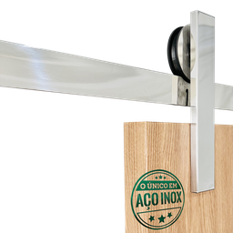 Kit Porta de Correr Roldana Aparente Trilho Inox Polido:2 Mt - 1