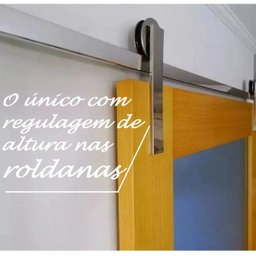 Kit Porta de Correr Roldana Aparente Trilho Inox Polido:2 Mt - 2