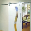 Ver imagem 1 de Kit Porta de Correr Roldana Aparente Trilho Polido 2 Metros