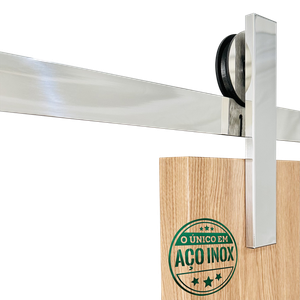 Kit Porta de Correr Roldana Aparente Trilho Inox Polido:2 Mt