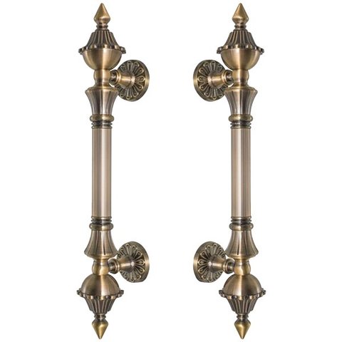 Puxador Duplo Classic 335mm Bronze Antigo Porta Pivotante Correr Passagem Madeira Vidro  Rústico