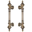 Ver imagem 1 de Puxador Duplo Classic 335mm Bronze Antigo Porta Pivotante Correr Passagem Madeira Vidro Rústico