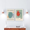 Ver imagem 2 de Kit 2 Quadros Posters Arte Moderna - Galeria 24x18cm - com Vidro:moldura Branca