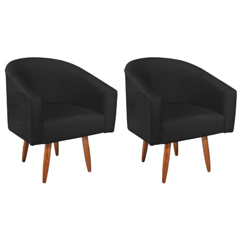 Kit 2 Poltronas Decorativa Jade Design Moderno Sala de Estar Quarto Escritório Confortável Luxo Pés 