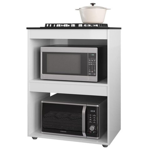 Balcão para Cooktop e Forno Microondas 75cm Adriana Branco - Ajl Móveis