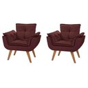 Ver imagem 1 de Kit 2 Poltronas Luxo Suede Decorativa Recepção/ Sala Marsala