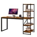Ver imagem 2 de Mesa para Escritório com Estante Felix Preto Canela Rustico