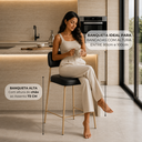 Ver imagem 5 de Banqueta Cozinha Alta Industrial Aço com Encosto Dourado 98cm Camila PU Preto