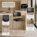 Ver imagem 3 de Banqueta Cozinha Alta Industrial Aço com Encosto Dourado 98cm Camila PU Preto