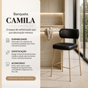 Ver imagem 4 de Banqueta Cozinha Alta Industrial Aço com Encosto Dourado 98cm Camila PU Preto