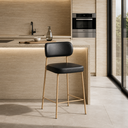Ver imagem 6 de Banqueta Cozinha Alta Industrial Aço com Encosto Dourado 98cm Camila PU Preto