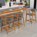 Ver imagem 2 de Kit 04 Banquetas Baixa Cozinha Sala de Jantar Bancada Cecília L02 Bouclê Bege - Lyam Decor