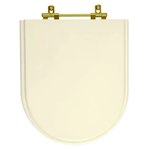 Assento Sanitário Poliéster Carrara Creme para Vaso Deca com Ferragem Dourada