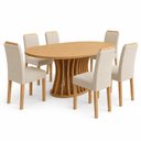Ver imagem 2 de Conjunto de Sala de Jantar 6 Lugares com Mesa Orgânica MDF 180x90cm Cinamomo