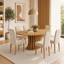 Ver imagem 1 de Conjunto de Sala de Jantar 6 Lugares com Mesa Orgânica MDF 180x90cm Cinamomo
