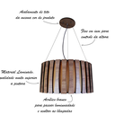 Ver imagem 3 de Luminária Lustre Pendente Moderno Bivolt Sala Mesa Jantar Redondo 50cm Carvalho