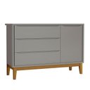 Ver imagem 2 de Cômoda Infantil e Guarda Roupa 3 Portas New Classic Cinza com Pés Madeira – Reller