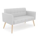 Ver imagem 3 de Kit 1 Sofá Namoradeira e 2 Poltronas Elisa Linho Cinza A05 Pés Palito Natural - D'Rossi