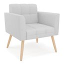 Ver imagem 4 de Kit 1 Sofá Namoradeira e 2 Poltronas Elisa Linho Cinza A05 Pés Palito Natural - D'Rossi