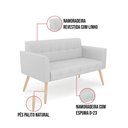 Ver imagem 2 de Kit 1 Sofá Namoradeira e 2 Poltronas Elisa Linho Cinza A05 Pés Palito Natural - D'Rossi