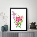 Ver imagem 1 de Quadro Pássaro Beija-flor Rosa 45x34cm - com Vidro:moldura Preta