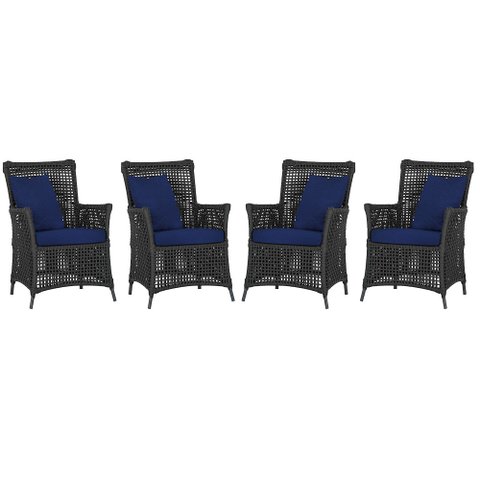4 Poltronas Igapó Alumínio Micro Pintura Preta Corda Náutica Estofado 10