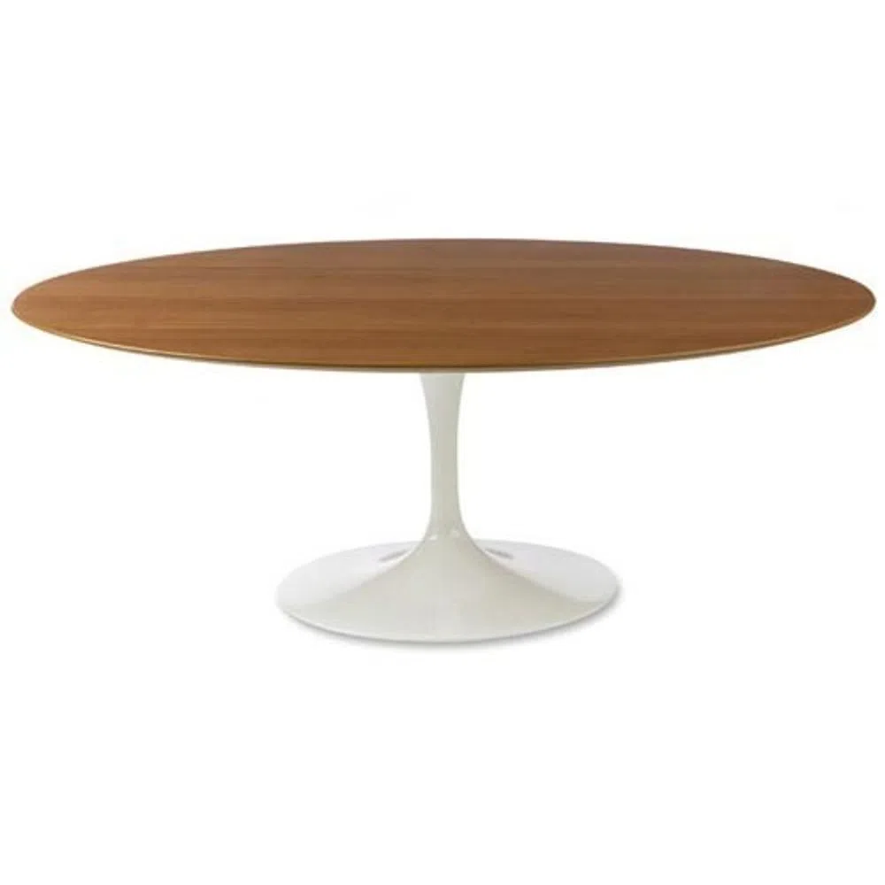 Mesa Saarinen Oval 180x100cm Madeira Base Branca Tampo Freijó