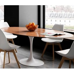 Mesa Saarinen Oval 180x100cm Madeira Base Branca Tampo Freijó - 3