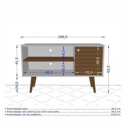 Rack para TV até 42 Polegadas 1 Porta Pés em Madeira Maciça Retrô Jade - 4