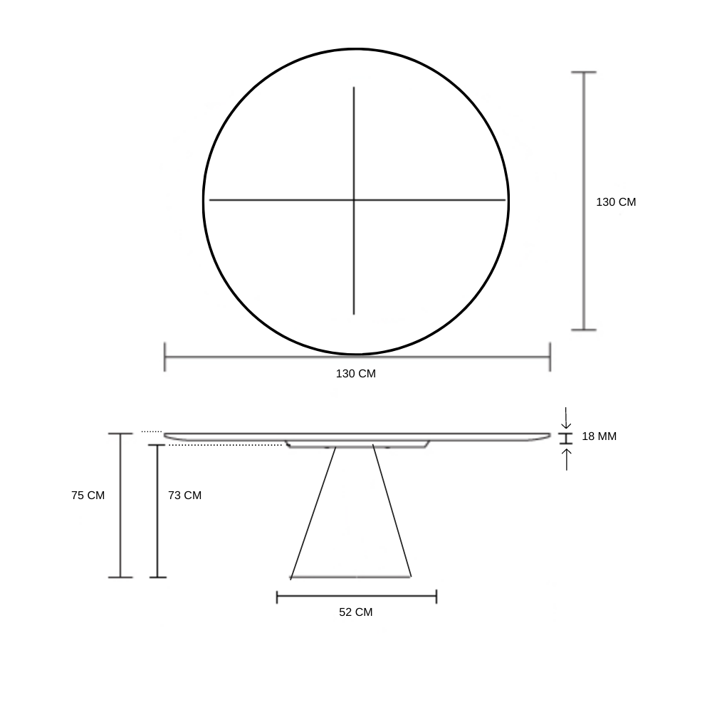 Mesa de Jantar Cone 130cm + Vidro Laca Branca - 2