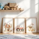 Ver imagem 3 de Kit 3 Quadros Decorativos Infantil - Turminha do Sítio NO2 - 40x60 - Moldura Madeira