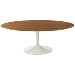 Mesa de Jantar Saarinen Oval 100x70cm Madeira Base Branca Freijó - 1